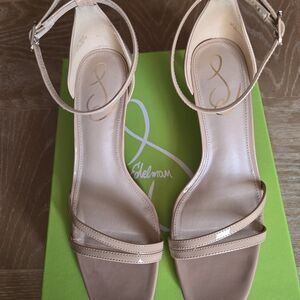 Sam Edelman Women's Beige Blush Kitten Heel Strappy Sandals